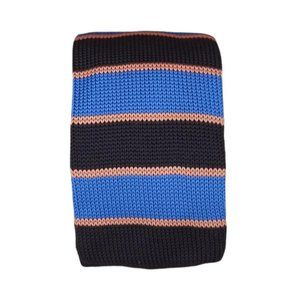 BURMA BIBAS Blue Striped Knit Polyester Slim Tie HANDMADE 56"/ 2.2" EC